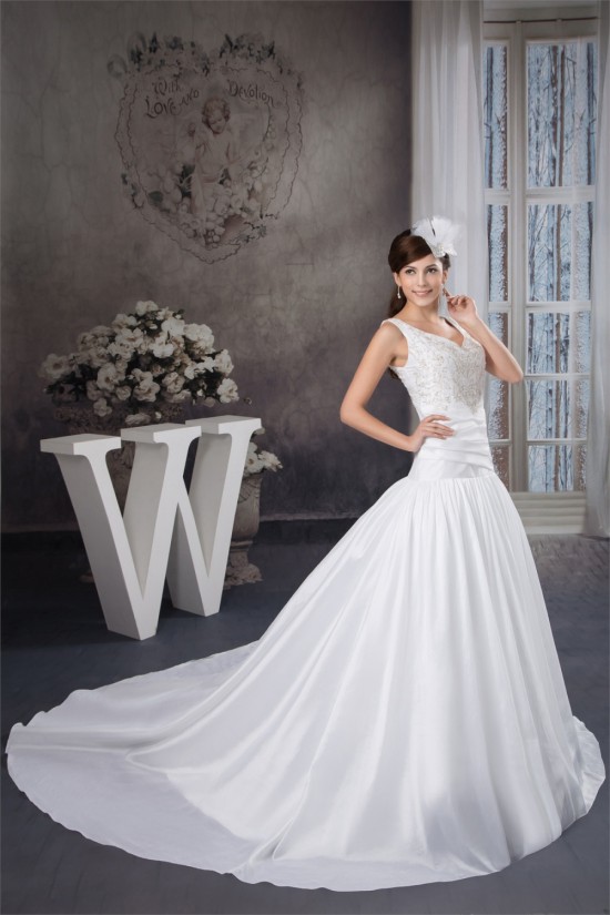 A-Line Straps Sleeveless Satin Taffeta Wedding Dresses 2030733 A-Line Straps Sleeveless Satin Taffeta Wedding Dresses 2030733
