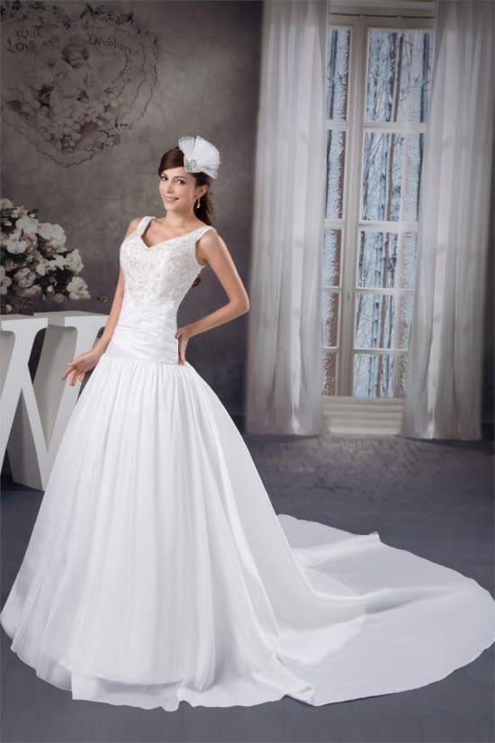 A-Line Straps Sleeveless Satin Taffeta Wedding Dresses 2030733 A-Line Straps Sleeveless Satin Taffeta Wedding Dresses 2030733