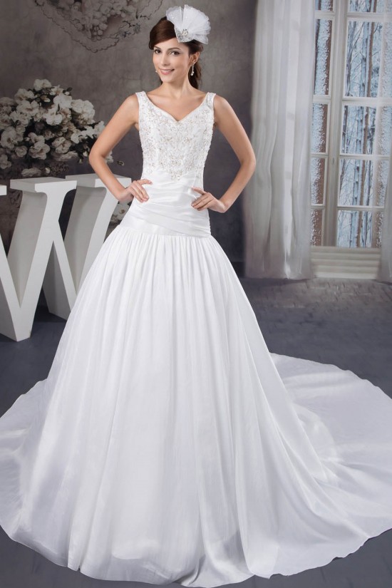 A-Line Straps Sleeveless Satin Taffeta Wedding Dresses 2030733 A-Line Straps Sleeveless Satin Taffeta Wedding Dresses 2030733