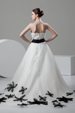 Great Sweetheart Satin Organza A-Line Sleeveless Wedding Dresses 2030735