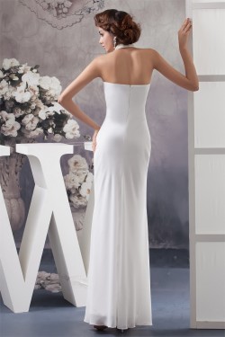 Sheath/Column Halter Beaded Chiffon Wedding Dresses 2030736