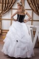 Ball Gown Halter Floor-Length Black White Beading Wedding Dresses 2030737