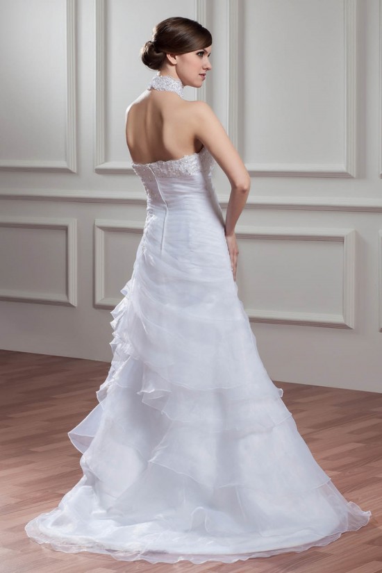 High-Neck A-Line Satin Organza Sleeveless Wedding Dresses 2030739 High-Neck A-Line Satin Organza Sleeveless Wedding Dresses 2030739