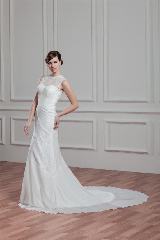 Sheath/Column Sleeveless Lace Chiffon New Arrival Wedding Dresses 2030740 Sheath/Column Sleeveless Lace Chiffon New Arrival Wedding Dresses 2030740