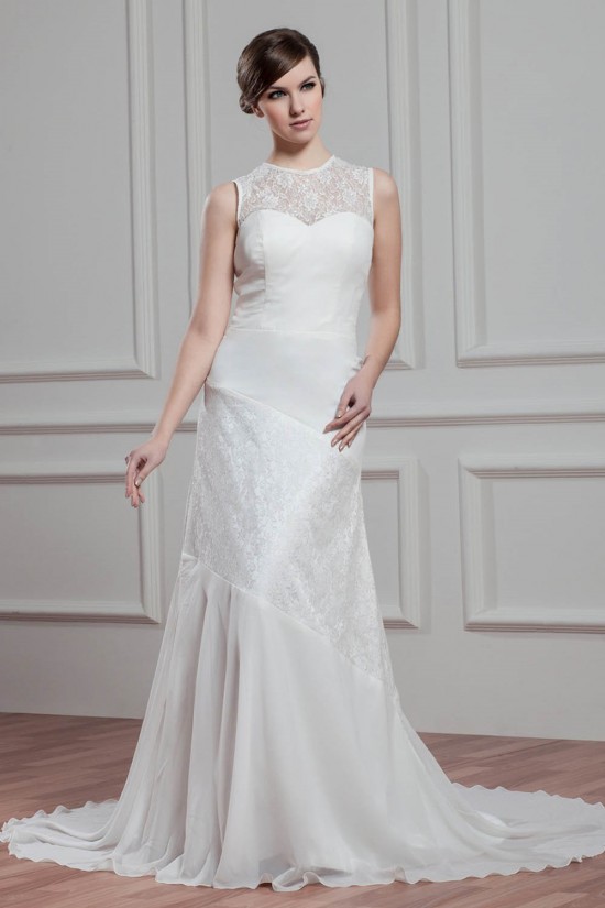 Sheath/Column Sleeveless Lace Chiffon New Arrival Wedding Dresses 2030740 Sheath/Column Sleeveless Lace Chiffon New Arrival Wedding Dresses 2030740