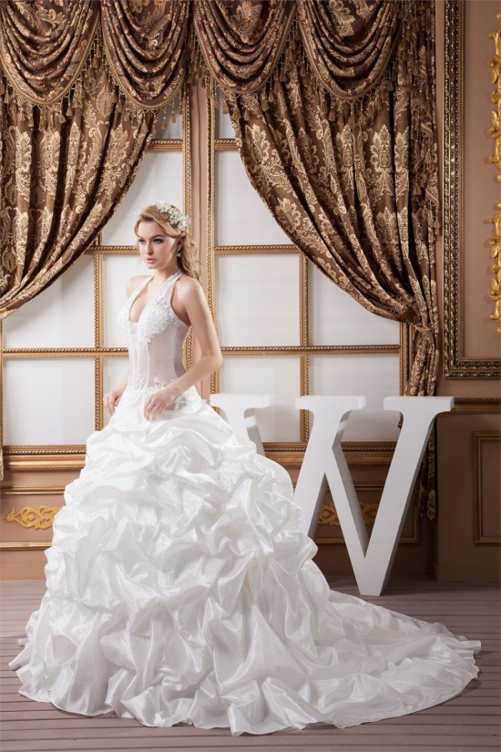 Ball Gown Halter Sleeveless Satin Tulle Lace Wedding Dresses 2030741 Ball Gown Halter Sleeveless Satin Tulle Lace Wedding Dresses 2030741