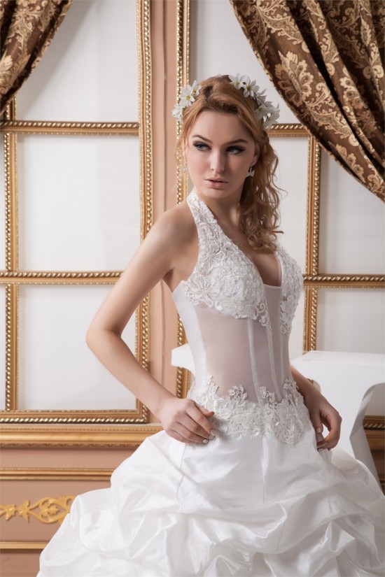 Ball Gown Halter Sleeveless Satin Tulle Lace Wedding Dresses 2030741 Ball Gown Halter Sleeveless Satin Tulle Lace Wedding Dresses 2030741