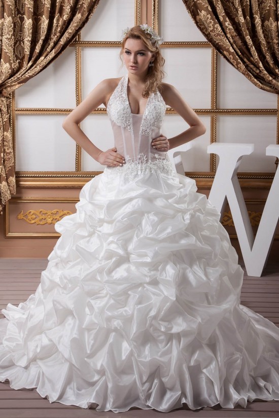 Ball Gown Halter Sleeveless Satin Tulle Lace Wedding Dresses 2030741 Ball Gown Halter Sleeveless Satin Tulle Lace Wedding Dresses 2030741
