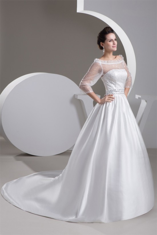 A-Line Beaded 3/4 Length Sleeve Wedding Dresses 2030742 A-Line Beaded 3/4 Length Sleeve Wedding Dresses 2030742