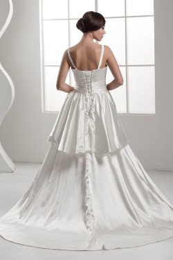 A-Line Spaghetti Strap V-Neck Satin Sweet Wedding Dresses 2030743