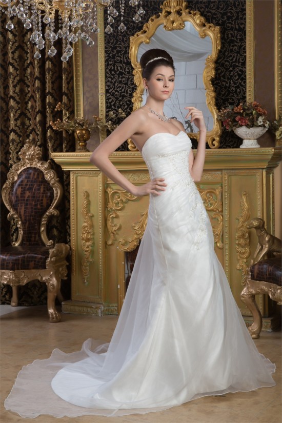 Hot Sale A-Line Sweetheart Sleeveless Lace Wedding Dresses 2030745