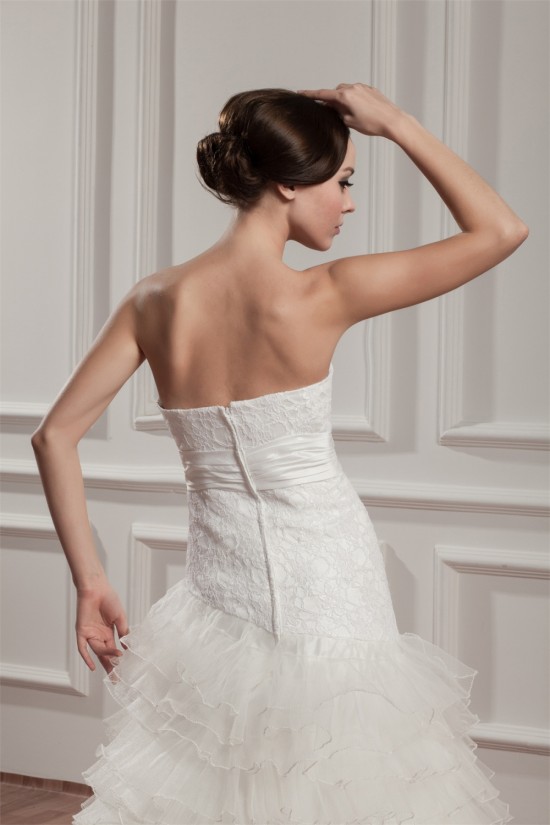 A-Line Satin Taffeta Lace Sleeveless Sweet Wedding Dresses 2030747