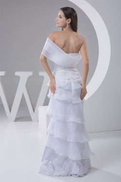 Elegant Sheath/Column One-Shoulder Floor-Length Wedding Dresses 2030749