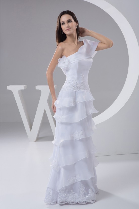 Elegant Sheath/Column One-Shoulder Floor-Length Wedding Dresses 2030749 Elegant Sheath/Column One-Shoulder Floor-Length Wedding Dresses 2030749