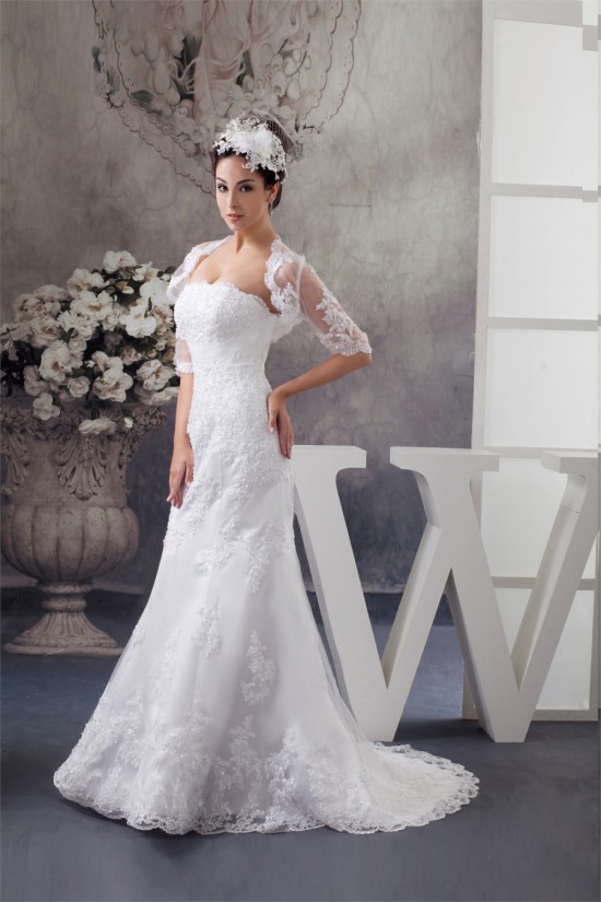 Trumpet/Mermaid Soft Lace Strapless Wedding Dresses with A Half Sleeve Lace Jacket 2030750 Trumpet/Mermaid Soft Lace Strapless Wedding Dresses with A Half Sleeve Lace Jacket 2030750