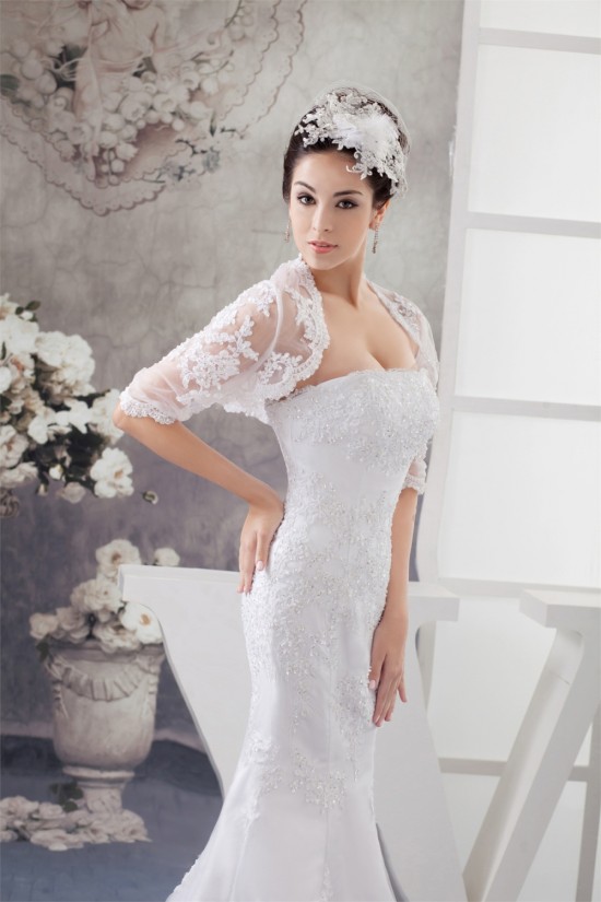 Trumpet/Mermaid Soft Lace Strapless Wedding Dresses with A Half Sleeve Lace Jacket 2030750 Trumpet/Mermaid Soft Lace Strapless Wedding Dresses with A Half Sleeve Lace Jacket 2030750