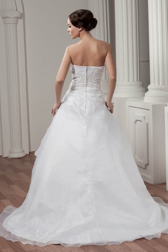Hot Sale Strapless Sleeveless Satin A-Line Sweet Wedding Dresses 2030752