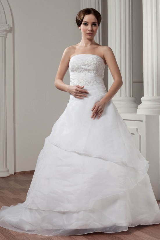 Hot Sale Strapless Sleeveless Satin A-Line Sweet Wedding Dresses 2030752 Hot Sale Strapless Sleeveless Satin A-Line Sweet Wedding Dresses 2030752