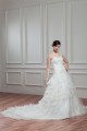 A-Line Satin Organza Sweetheart Chapel Train Lace Wedding Dresses 2030753