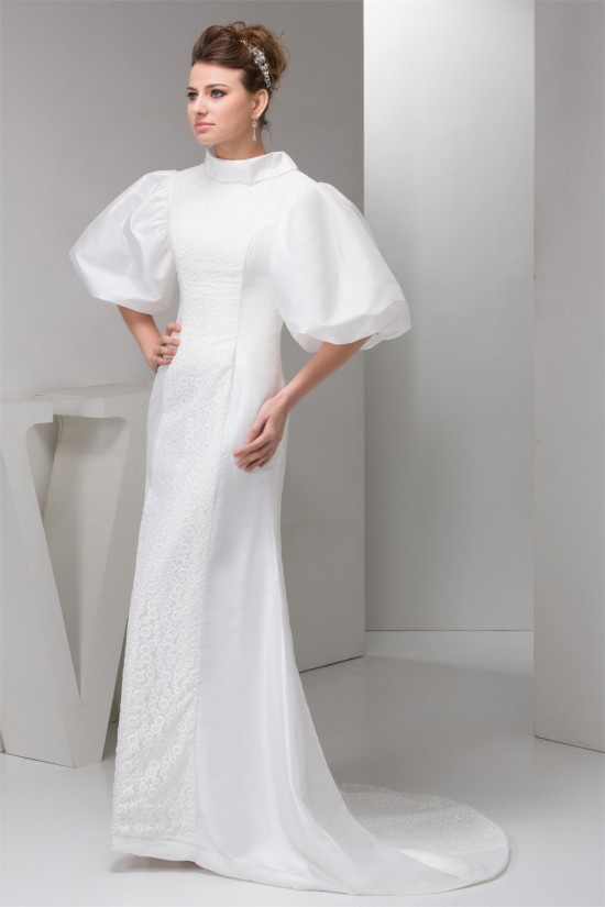 Lace Silk like Satin Mermaid/Trumpet Half Elbow Sleeve Wedding Dresses 2030755 Lace Silk like Satin Mermaid/Trumpet Half Elbow Sleeve Wedding Dresses 2030755