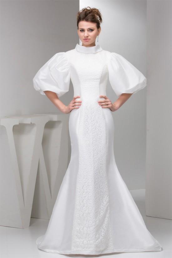 Lace Silk like Satin Mermaid/Trumpet Half Elbow Sleeve Wedding Dresses 2030755 Lace Silk like Satin Mermaid/Trumpet Half Elbow Sleeve Wedding Dresses 2030755