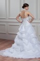 A-Line Halter Sleeveless Satin Organza Lace High Neck Wedding Dresses 2030756