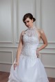 A-Line Halter Sleeveless Satin Organza Lace High Neck Wedding Dresses 2030756