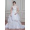 A-Line Halter Sleeveless Satin Organza Lace High Neck Wedding Dresses 2030756