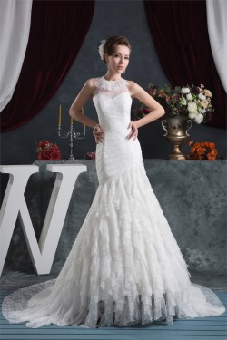 Elegant Court Train Sleeveless Sweet Lace Wedding Dresses 2030757