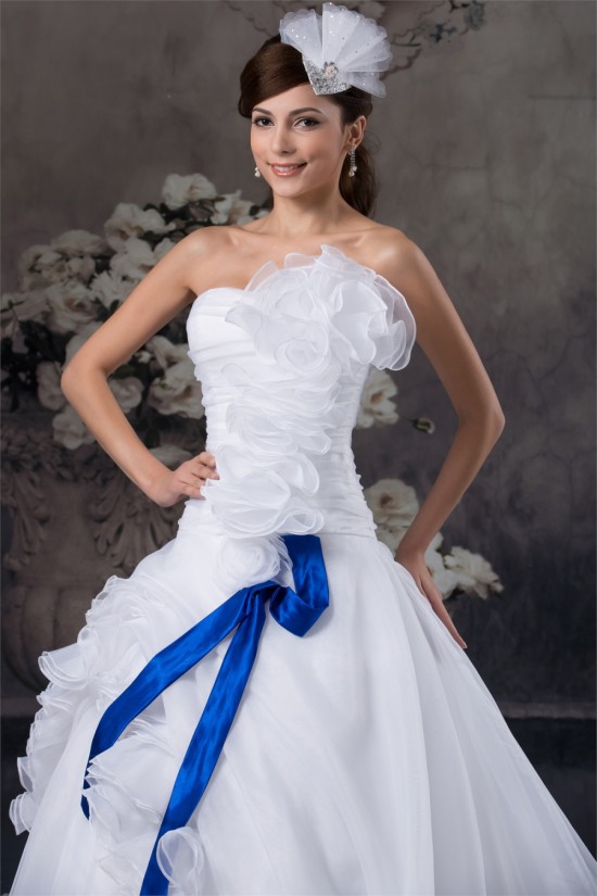 Ball Gown Chapel Train Sleeveless Strapless Sweet Wedding Dresses 2030758