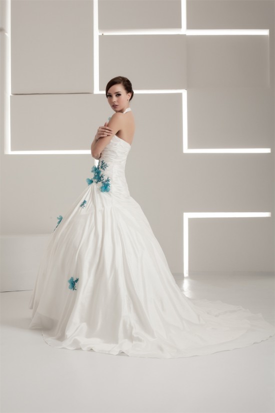 Latest Design Sleeveless Halter Satin Ball Gown Sweet Wedding Dresses 2030761
