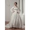 Long Sleeve Satin Fine Netting A-Line Portrait High Neck Wedding Dresses 2030766