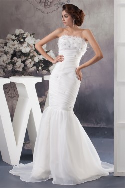 Mermaid/Trumpet Strapless Court Train Most Beautiful Wedding Dresses 2030768
