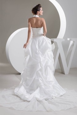 Mermaid/Trumpet High-Neck Sleeveless Satin Taffeta Lace Little White Dresses 2030770