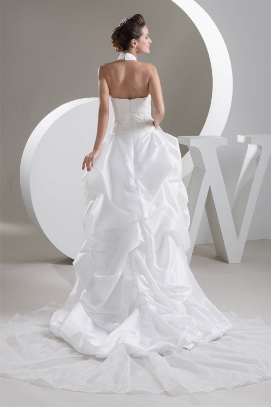 Mermaid/Trumpet High-Neck Sleeveless Satin Taffeta Lace Little White Dresses 2030770 Mermaid/Trumpet High-Neck Sleeveless Satin Taffeta Lace Little White Dresses 2030770