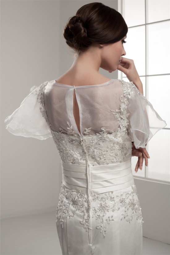 Mermaid/Trumpet Short Sleeve Portrait Lace Wedding Dresses 2030771
