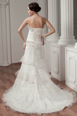 Sleeveless Strapless Court Train Lace Wedding Dresses 2030773