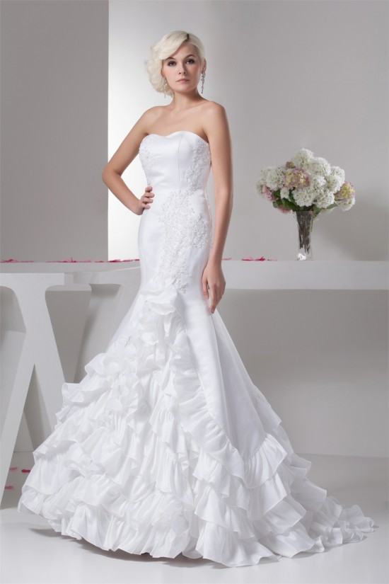 Mermaid/Trumpet Sleeveless Satin Taffeta Sweet Wedding Dresses 2030774 Mermaid/Trumpet Sleeveless Satin Taffeta Sweet Wedding Dresses 2030774