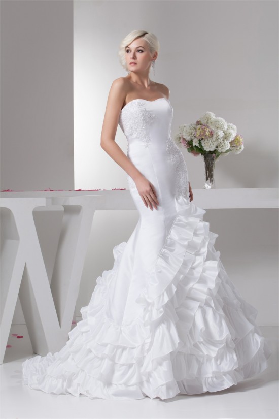 Mermaid/Trumpet Sleeveless Satin Taffeta Sweet Wedding Dresses 2030774 Mermaid/Trumpet Sleeveless Satin Taffeta Sweet Wedding Dresses 2030774