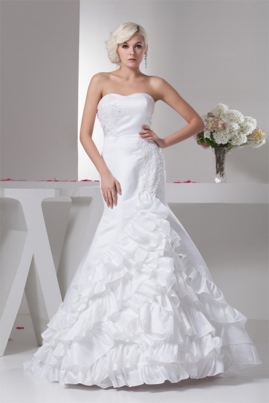 Mermaid/Trumpet Sleeveless Satin Taffeta Sweet Wedding Dresses 2030774 Mermaid/Trumpet Sleeveless Satin Taffeta Sweet Wedding Dresses 2030774