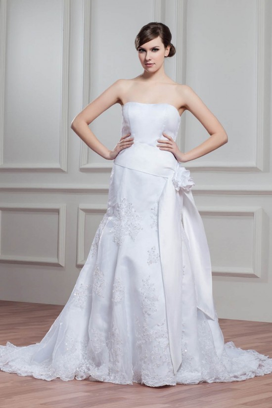 A-Line Sleeveless Soft Sweetheart Lace Wedding Dresses 2030775