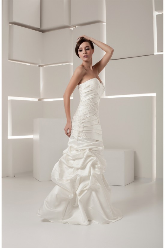 Mermaid/Trumpet Sweetheart Satin Taffeta Floor-Length Wedding Dresses 2030776
