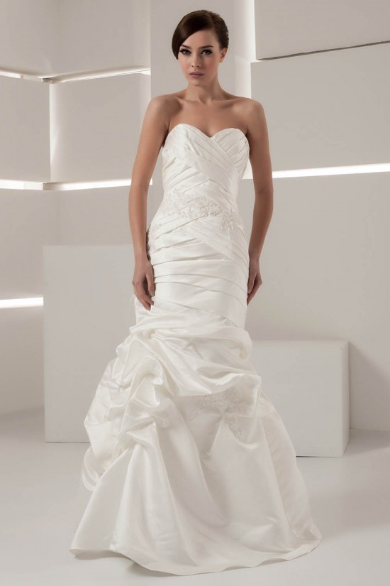Mermaid/Trumpet Sweetheart Satin Taffeta Floor-Length Wedding Dresses 2030776