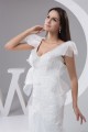 New Arrival Mermaid/Trumpet Organza V-Neck Lace Wedding Dresses 2030779