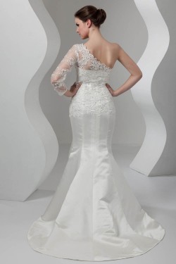 New Arrival Mermaid/Trumpet Satin Lace One-Shoulder Wedding Dresses 2030780