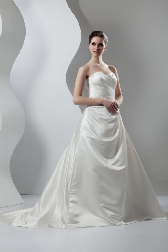 New Arrival Sleeveless Satin Sweetheart A-Line Beaded Wedding Dresses 2030782 New Arrival Sleeveless Satin Sweetheart A-Line Beaded Wedding Dresses 2030782