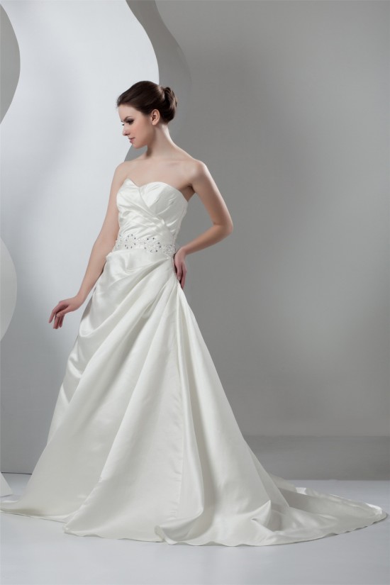New Arrival Sleeveless Satin Sweetheart A-Line Beaded Wedding Dresses 2030782 New Arrival Sleeveless Satin Sweetheart A-Line Beaded Wedding Dresses 2030782