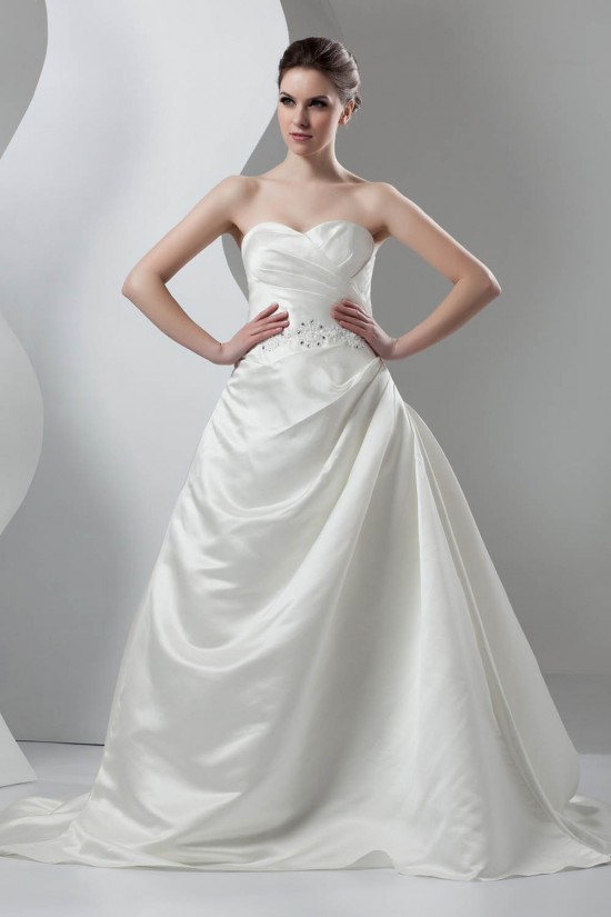 New Arrival Sleeveless Satin Sweetheart A-Line Beaded Wedding Dresses 2030782 New Arrival Sleeveless Satin Sweetheart A-Line Beaded Wedding Dresses 2030782