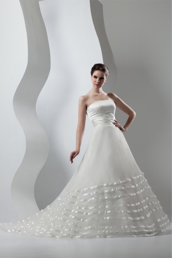 New Arrival Sleeveless Strapless A-Line Satin Organza Wedding Dresses 2030783 New Arrival Sleeveless Strapless A-Line Satin Organza Wedding Dresses 2030783