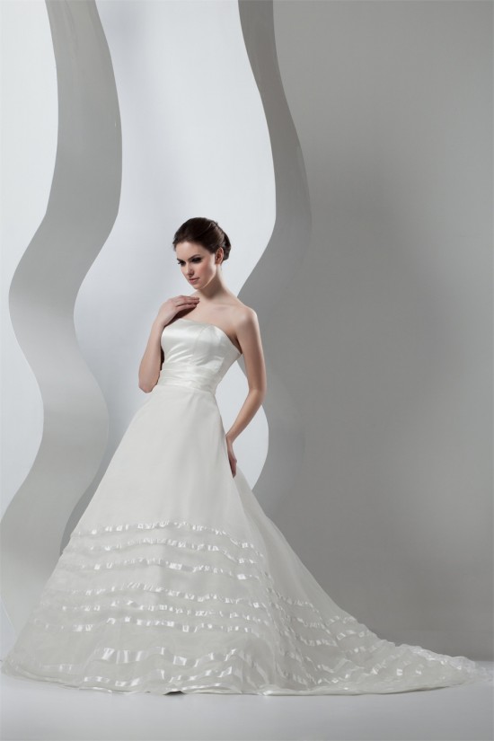 New Arrival Sleeveless Strapless A-Line Satin Organza Wedding Dresses 2030783 New Arrival Sleeveless Strapless A-Line Satin Organza Wedding Dresses 2030783